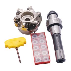 BestParts R8 FMB27 7/16-20UNF Shank Face End Mill Arbor and 3.15"/80mm Cutting Diameter 6 Flute MFWN90 80-27-6T CNC Face End Milling Shell Cutter with 10Pcs WNMU080608 Carbide Inserts and T15 Wrench