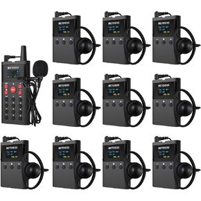 Retekess TT127 Audio Guide System, Wireless Tour Guide System with MP3 Player, Dual Explanation Mode, Supports 41 Languages, Audio Tour Devices for Museum (1 TX 10 RX)