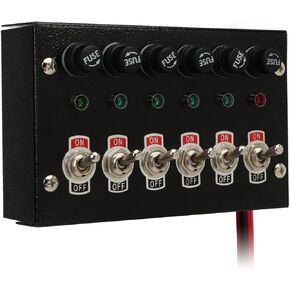 ON Off Switch Panel, Marine Boat Rocker Switch Panel DC12 to 24V 6 Gang ON Off Toggle Switch Panel for RVs Racing Cars Yachts Ships