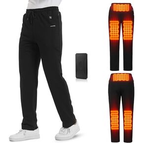 MEXITOP Heated Pants for Men/Women,6pcs Fast Heating Pad,3 Temperature Settings with Battery Pack Black-XXL
