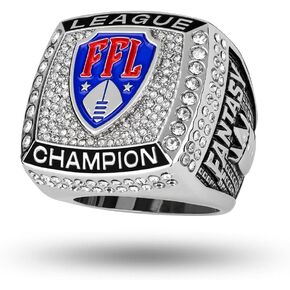 TrophySmack FFL Stunna Ring - Fantasy Football Award - Size 12 Championship Ring (Silver Finish)