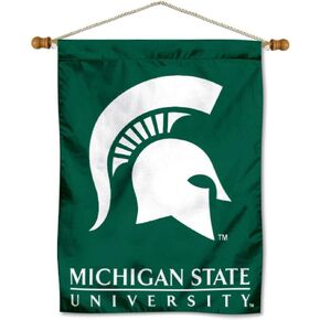 College Flags & Banners Co. Michigan State Spartans Banner with Hanging Pole