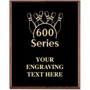 Crown Awards Bowling Plaques, Custom Engraved 600 Series Bowling Trophy Plaque Award, Great Customizable Bowling Team Gift Prime