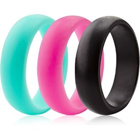 ThunderFit Silicone Rings Wedding Bands for Women 5.6mm Wide 2mm Thick - 3/4 Variety Multipack