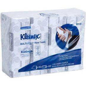 Kleenex Multifold Paper Towels (88130), White, 4 Bagged Bundles of 4 Packs, 150 Tri Fold Paper Towels / Pack, 2,400 Towels / Case