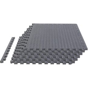 Torin ABPM002GY Interlocking Foam Mat Protective Exercise Workout Puzzle Floor Mat Tiles for Home Gym Equipment - 6 Pieces, 24 Square feet, Gray