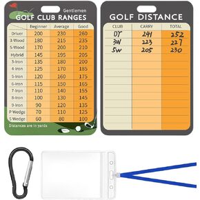 Swooflia Golf Club Range Chart Card - Golf Distance Reference Card, Golfing Club Yardage Score Accessories for Beginners, Average, Seasoned Golfers as Presents