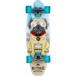 Kryptonics 27" Cruiser Skateboard – Pug Life Graphic, Durable Wood Deck, Smooth 61mm Polyurethane Wheels, Stylish Design, Ideal All Riders and Skill Levels