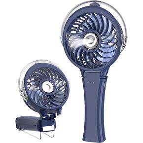 HandFan Portable Handheld Misting Fan, Rechargeable Personal Mister Fan, Battery Operated Spray Water Mist Fan, Foldable Electric Mini Cooling Hand Fans for Beach Travel Outdoors Makeup(Royal Blue)