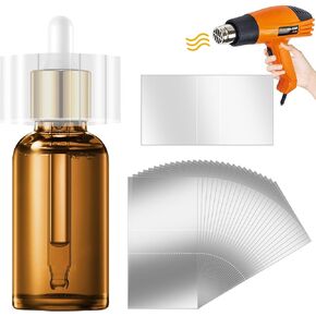 600PCS Clear PVC Shrink Wrap, 1.73 X 1.18 Inch PVC Heat Shrink Wrap, Plastic Heat Shrink Band Cap Seal/Clear Perforated Heat Shrink Wrap for Travel Cosmetic Bottle, Plastic Shrink Wrap for Jar, Can