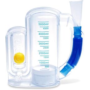 Generic Peak Flow Meter 5000ML Lung Breathing Trainer Lung Exerciser Device, White