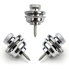 3pcs أقفال حزام الغيتار الفضية ، أقفال حزام رأس معدنية مستديرة ، أزرار ، أزرار ، إطلاق سراح ، قفل حزام شاق للغيتار الكهربائي/الكلاسيكي/الصوتي ، باس