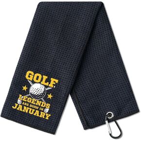 Birthday Gifts Golf Towels for Men Him, Golf Accessory for Golf Bags, on National Golf Day, Retirement, 16x24in Microfiber Golf Towel, Black - January