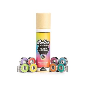 Flash Lightning - Ceramic Roller Skate Bearings, Pack of 16, Quad Skates, ABEC 9, Hardwearing, Long Lasting, Pre Lubed, Replaceable Rubber Shields, Women Supportive - 8mm Multi
