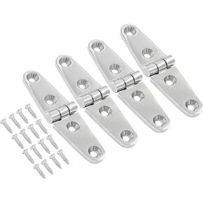 Murtenze Heavy Duty Boat Hinges - Stainless Steel Boat Door Hinge Silver, 4 inch x 1 inch (102mm X 26 mm) 316 Stainless Steel Marine Grade Hinges for Boat, Cabinet, Hatch, RVs (4 PCS, with Screws)
