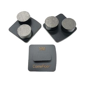 Redi-Lock Concrete Floor Preparation Disc, Diamond Metal Grinding Shoes, Double Round Segs Compatible for Husqvarna Grinder, 16 Grit Medium Bond, 3PCS