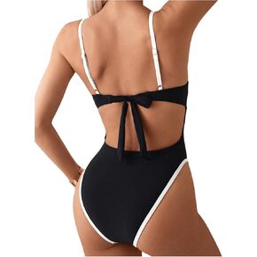 SweatyRocks Women's Tie Backless One Piece Swimsuit Cut Out Bathing Suit Swimwear