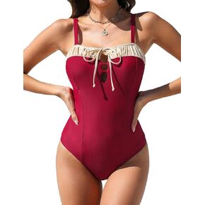 ملابس سباحة نسائية من قطعة واحدة من BMJL، ملابس سباحة كلاسيكية سوداء للتحكم في البطن، ملابس سباحة أنيقة بربطة أمامية in Kuwait