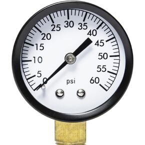 Aquatix Pro Pool Filter Pressure Gauge - Premium Spa/Pool/Aquarium Water Pressure Gauge, 2" Dial, 0-60 Psi, Bottom Mount 1/4", Compatible with Most Brands Such as Hayward, Pentair & Jandy