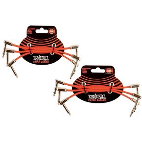 Ernie Ball Flat Ribbon Patch Cable Set 3x2 Length 6 Inch in RED P06402 - Pack of 2
