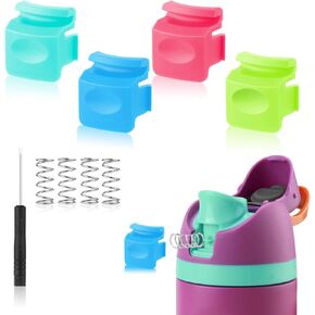 4pcs Replacement Button Compatible with Owala FreeSip 24oz 32oz, 4 Colors Water Bottle Lid Mouth Push Switch Top Cap Seal Stopper Replacement Parts for Owala 16/19/24/32/40oz Accessories