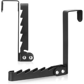Over The Door Hooks - Foldable Door Hanger Hanging Coat Hooks - 5 Hanging Space - Towel Rack Heavy Duty Organizer for Bedroom, Bathroom, Clothes, Towels, Hats - Black