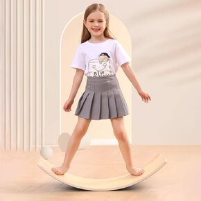 Wooden Balance Board Kids, [Natural Wood] Wobble Board for Toddlers Kids Children, 35" Rocker Board for Open Ended Montessori Learning Toy, Birthday Gifts for 3 4 5 6 7 8 Year Old Boys Girls