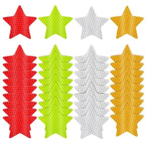 Warning Reflective Stickers, 40PCS Star Safety Reflective Stickers 4 Color Reflective Tape Sticker Night Visibility Waterproof Reflector Sticker Reflective Tape for Clothing Vehicle Bicycle Motorcycle