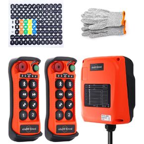 8 Button Hoist Crane Industrial Wireless Radio Remote Control 2 Transmitter and 1 Receiver for 12-24V DCOverhead Bridge Tower Crane Electric Chain Hoist Remote Control Q800