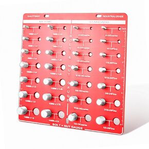 Nut and Bolt Thread Checker, Bolt Size and Thread Identifier Gauge，with 28 (14 Standard & 14 Metric) Bolt and Nut Gauge