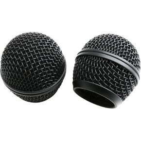 Microphone Head Replace Mic Grill Replacement Black Grille Ball with Inner Foam for SM58 Microphone 2pcs