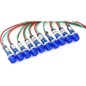 PACK OF 10 YuCo YC-9WRT-1B-12-10 BLUE 9MM LED INDICATOR MINIATURE PILOT LIGHT 12V AC or DC