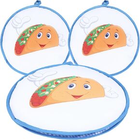 3 Pack Tortilla Warmer Pouch, 12 Inch Insulated Cloth Taco Warmer Holder for Corn Flour Tortillas, Taco Tuesday Night, Halloween Party, Microwave Oven Freezer Safe