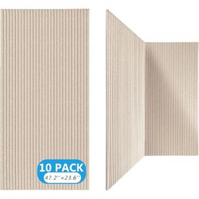 BUBOS 10 Pack Large Acoustic Panels,47.2" X 23.6" X 0.4" Acoustical Wall Panel,Self-Adhesive Sound Proof Foam Panels, Decorative Soundproof Wall Panels for Home Studio Office,Camel