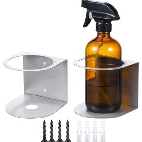 Gerrii 2 Pcs Spray Bottle Holder Brushed Stainless Steel Storage Rack Home Garage Solid Spray Can Holder Easy Install Wall Mount Craft Workspace Paint Spray Bottle Rack with Hardware (Black)