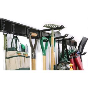 Ultrawall 13 PCS Tool Storage Rack, 64 Inches Adjustable Garage Organization Wall Mounted Storage System with 9 Hooks, Heavy Duty Steel Garden Tool Organizer Wall Holders