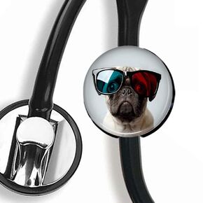 CHNLML Stethoscope Name Tag Nurse Doctor Stethoscope ID Tag Customized Steth ID Tag (Dog Wear Sunglasses)