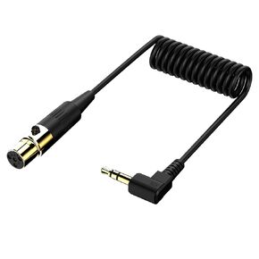 Seadream 4Pin Mini XLR Female to 3.5mm Stereo Audio Plug Coiled Spiral Cable for Audio Conversion of Camera and Other Equipment