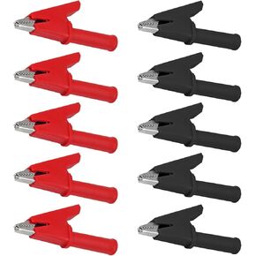 DIANN 10pcs Alligator Clips Full Insulated Crocodile Clips with 4mm Socket Banana Jack Copper Test Clamp Wire Clip 30A for Electric Testing