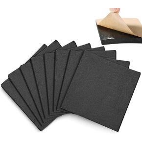 NATGAI 8 PCS Adhesive Foam Padding Sheets 1/2" Thick, 4" x 4" Insulation-Foam Pads for Furniture, Speakers, Neoprene Foam with Self Stick Backing for Soundproofing, Anti-Vibration (8, 4" X 4" X 1/2")