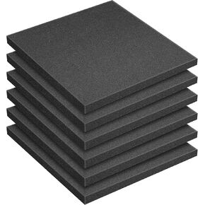 RunNico 6pcs Polyethylene Foam Sheet-Cuttable Polyurethane Foam Pads-12" x 12" x 0.9" Foam Padding for Packing and Crafts