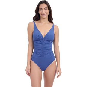 Profile by Gottex Solo Women’s Electric Violet D Cup V Neck One-Piece Swimsuit with Soft Cups, Tummy Control and Back Lining