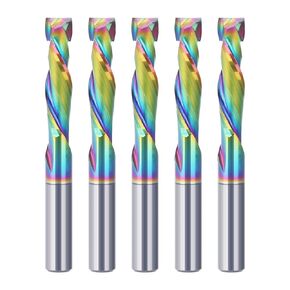 Carbide Square End Mill 1 Pcs, 2 Flute Up & Down Cut Compression Cutter Tool, 1/2"Shank, DLC Nano Coated, 1/2"Cutting Dia, Solid Carbide CNC End Mills for Wood Carve, Engrave, Grind and Groove