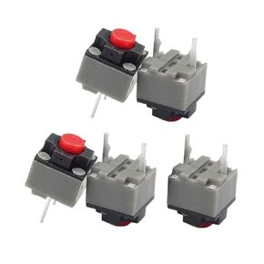 5 Pcs Mute Button 6x6x7.3mm Square Switch Silent Switch Button Micro Switch 10 Million Mouse Micro Switch Industrial Switches(Gray, Black, Red),Silent Switches