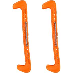 BORDSTRACT Ice Skate Blade Guards, 1 Pair Plastic Adjustable Ice Hockey Skate Blade Cover, Skate Protector for Figure Skating, Ice Hockey, Adults, Kids, 7 Colors(Orange)