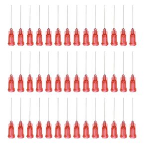 uxcell Industrial Blunt Tip Needle 24G 1 Inch Length with Luer Lock Screw Interface Connector, Dispensing Needle for Liquid Glue Gun, 60 Pcs (Red)