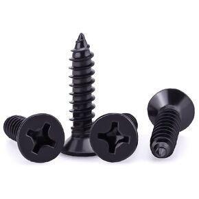 #6 x 5/8" Flat Head Phillips Sheet Metal Tek Screws, 304 Stainless Steel 18-8, Black Oxide Coated Finish, Corrosion Resistant Flat Head Wood Screws, 100 PCS