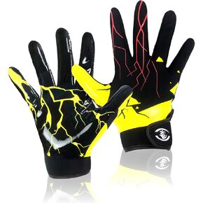Youth Football Gloves -Sticky Football Receiver Gloves with Tacky Silicone Palm for Kids Girls Boys Flag Football Practice Games,Stretch Fit Quick-Dry Excellent Grip Football Receiving Gloves