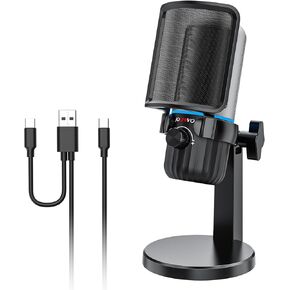 JOUNIVO USB Microphone for PC, Computer Microphone for Gaming and Podcast, Gaming Mic with Noise Cancellation(JV908)