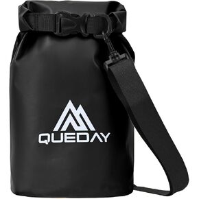 Queday Waterproof Dry Bag with Front Zippered Pocket for Women Men, 20L Roll Top Lightweight Dry Storage Bag Backpack for Travel, Kayaking, Boating, Rafting, Camping, Hiking & Beach Black